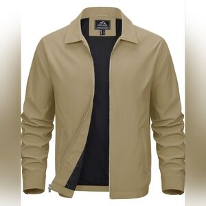 MAGCOMSEN Men's Jacket Lightweight Windbreaker Bomber Jacket Varsity Small Khaki